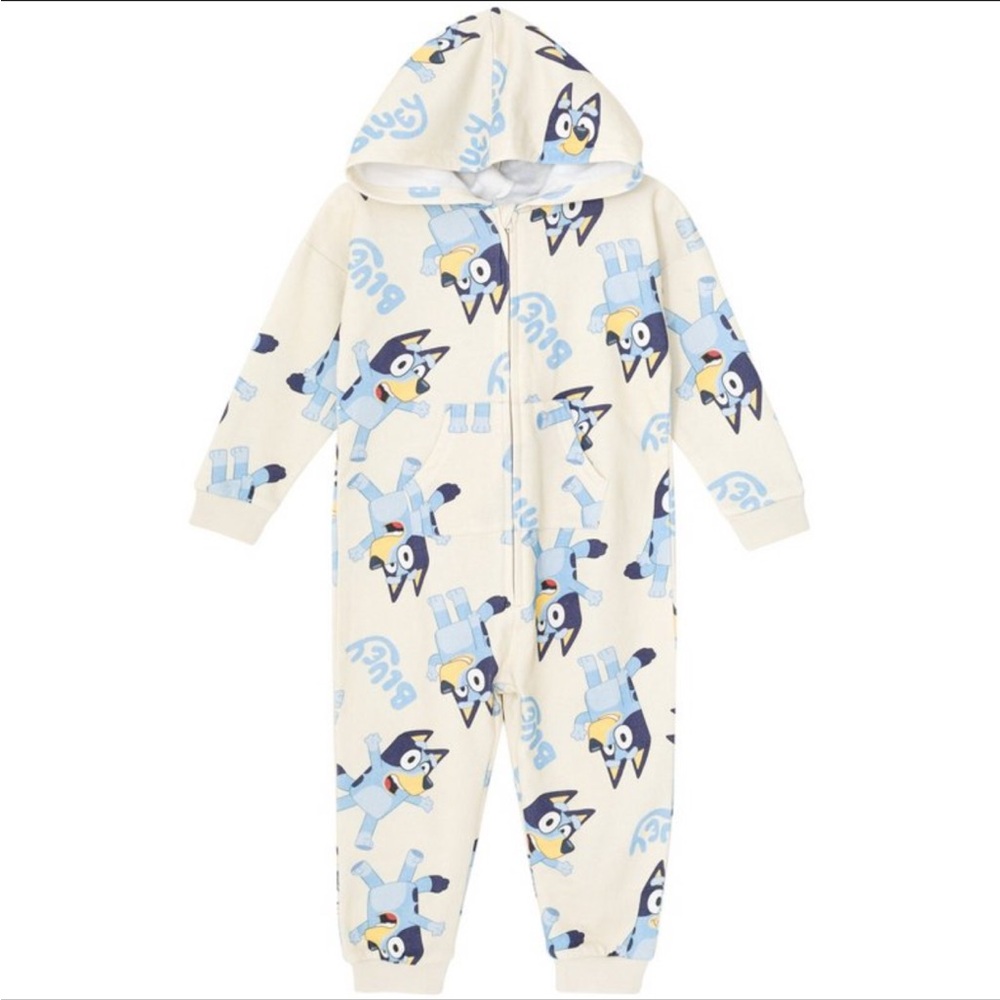 Bluey Toddler Girls One Piece Coverall - Cream and Blue Size 4T